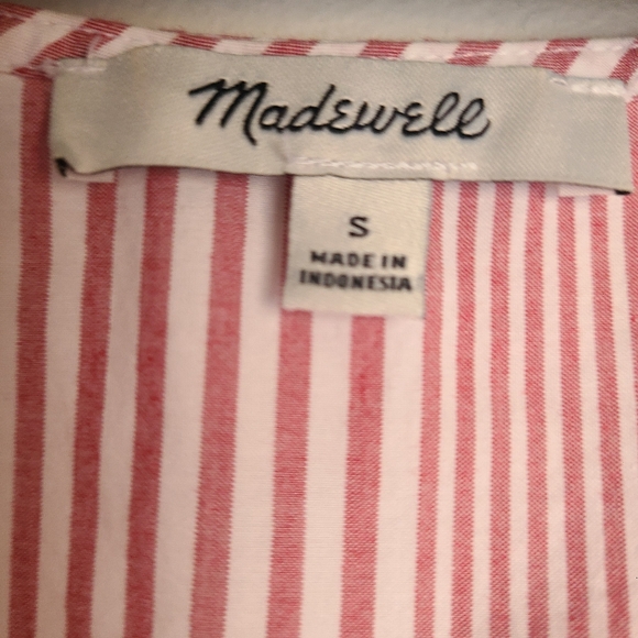 Madewell Cotton Read and White Strip Short Sleeve Wrap top Side Tie Size S - Picture 11 of 11